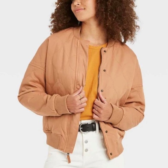 Universal Threads Quilted Puffer Utility Chore Jacket Sz XS Tan Oversized - Picture 1 of 5